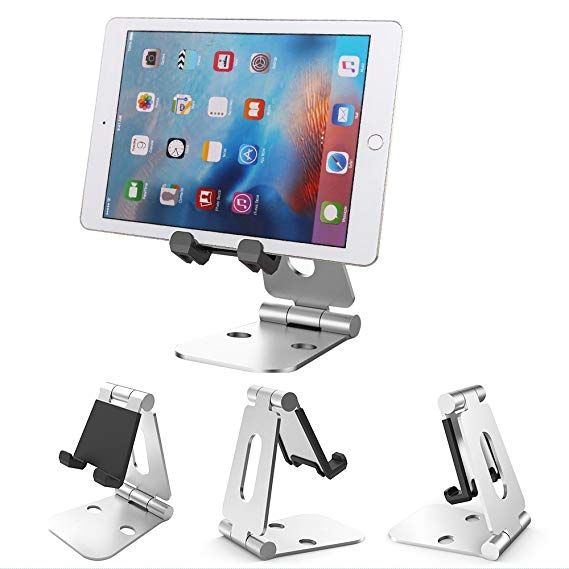 Nintendo Switch Stand, Aluminum alloy 3 in 1 Multi-Angle Portable Foldable Tablet Phone Stand, iPad Air 2 3 4 Pro mini, Nexus, Accessories, Tab and Smartphone Tablet (4-13 inch) (SLV foldable holder)