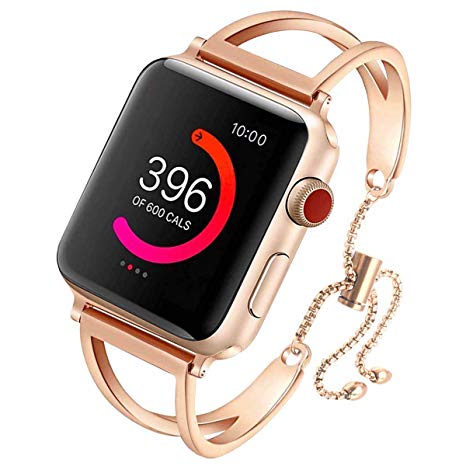 Sundo Compatible Iwatch Band 38/40mm 42/44mm Newest Released Unique Jewelry Style Classic Cuff Bracelet Stainless Steel Replacement Strap for Women Girls Men Series 4 3 2 1