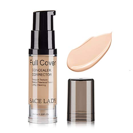 Pro Full Cover Liquid Concealer, Waterproof Smooth Matte Flawless Finish Creamy Concealer Foundation for Eye Dark Circles Spot Face Concealer Makeup, Size:6ml/0.20Fl Oz, Natural