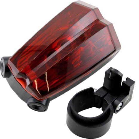 LotFancy Bicycle Rear Safety Laser Taillight Lamp,2 Laser Beam and 5 LED,6 Combination Modes