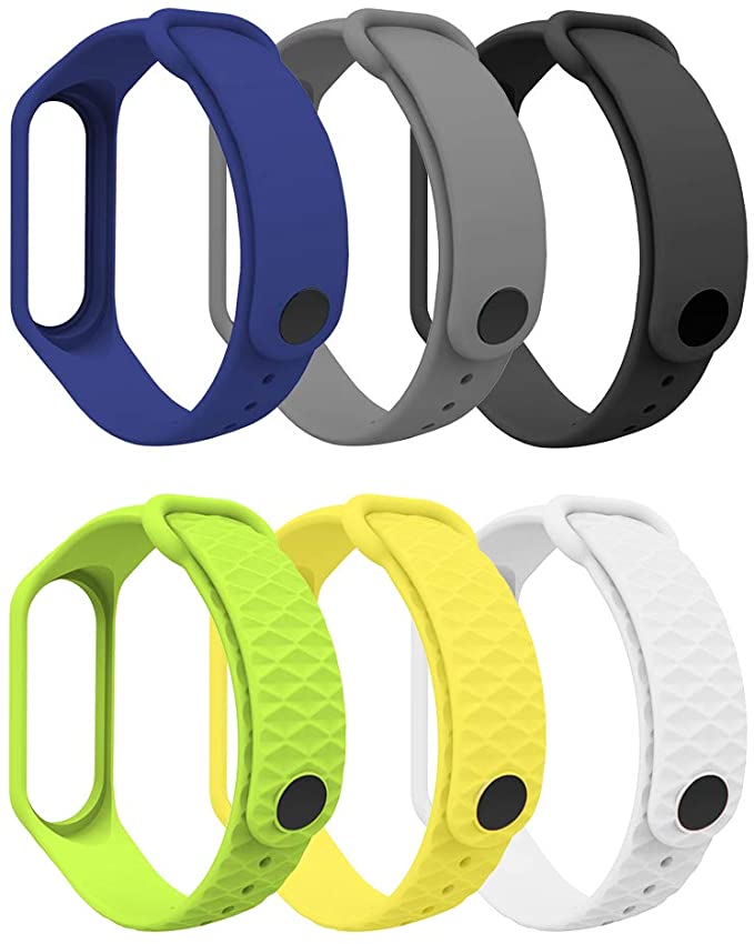 MoKo Band Compatible with Xiaomi Mi Band 3/Mi Band 4, 6 PCS Replacement Soft Sport Wristband Strap Bracelet Fit Xiaomi Mi Band 3/Mi Band 4 Smart Watch - Multi Color A