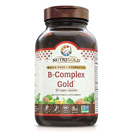 Nutrigold Vitamin B-Complex Gold (Organic, Plant-based, Whole-food) 60 Organic Capsules