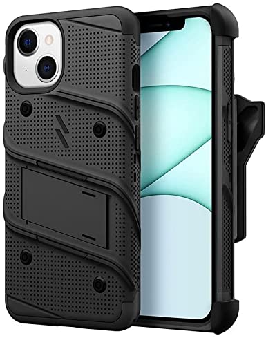 ZIZO Bolt Bundle for iPhone 13 Mini Case with Screen Protector Kickstand Holster Lanyard - Black