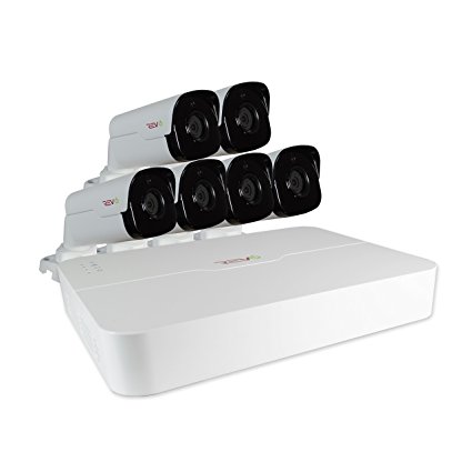 REVO America RU81B6G-2T Ultra HD 8-CH 2TB NVR Surveillance System with 6 x 4 Megapixel Bullet Cameras (White)
