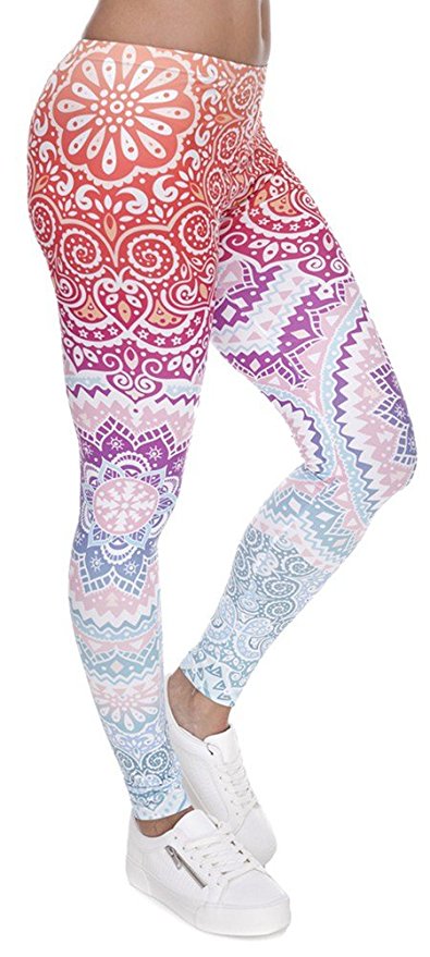 Ndoobiy Digital Printed Women’s Full-Length Yoga Workout Leggings Thin Capris