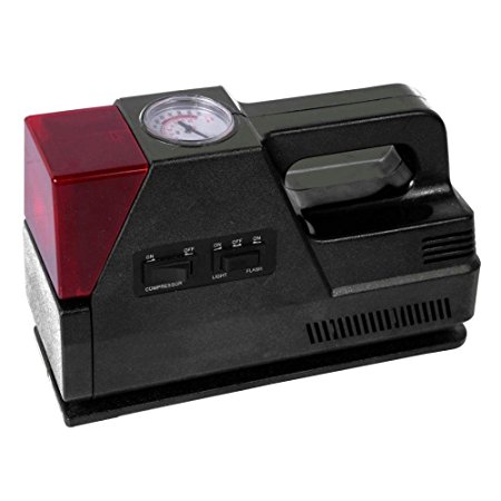 HDX 12-Volt Inflator with Warning Light in Black