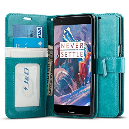 JD Slim Fit Protective Wallet Case for OnePlus 3 - Blue