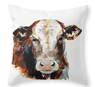 Leaveland Cow Watercolor Throw Pillow Pillowcases 18x18