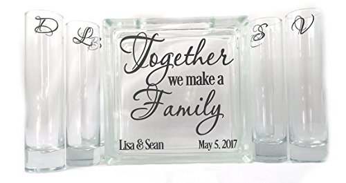 Personalized Blended Family Sand Unity Ceremony Set - Together We Make a Family - 6 pouring vases