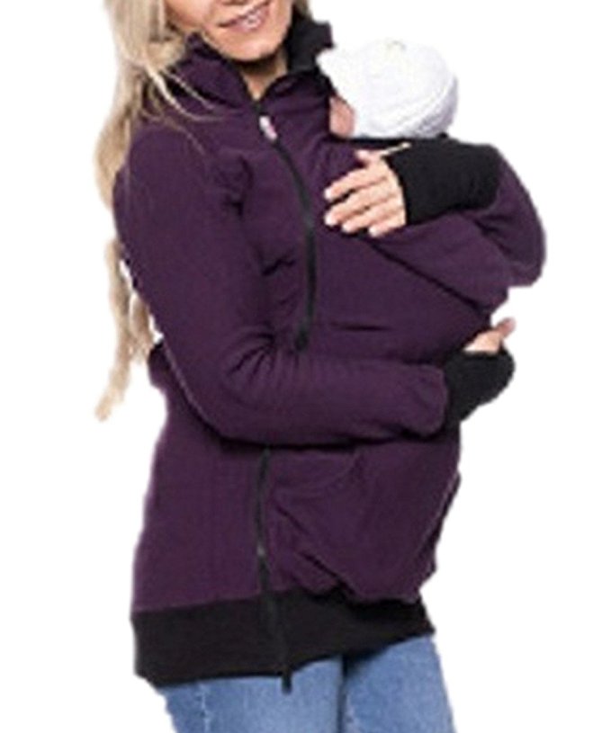 Shele Women Maternity Kangaroo Hoody Sweatshirt for Baby Carriers(Choose One Size Up)