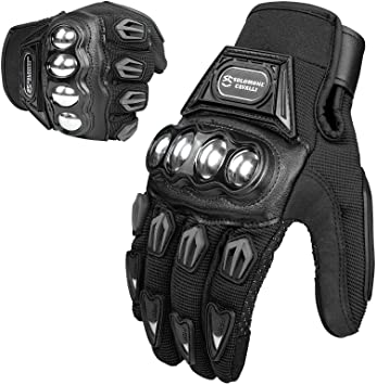 Solomone Cavalli Pro-biker Motorbike Carbon Fiber Powersports Racing Gloves (Black, X-Large)