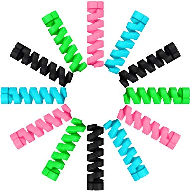 24 Pieces Charger Cable Saver, Silicone Flexible Cable Wire Protector, Mouse Cable Protector, Suit for All Cellphone Data Lines (6 Black, 6 Pink, 6 Blue, 6 Green)