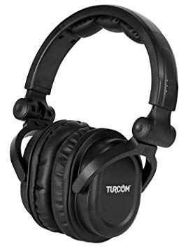 Turcom Over Ear Wired Gaming Headphones, DJ-Style Monitor Headphone, Stereo Studio Sound 50 mm Drivers and 100 dB, Lightweight Adjustable Professional Headset with Microphone Auxiliary Cable (TS-823)