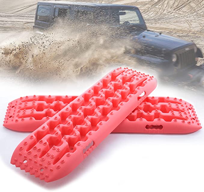 Pismire New Recovery Traction Tracks Traction Mats for Off-Road Mud, Sand, & Snow Vehicle Extraction (Set of 2) (Pink)
