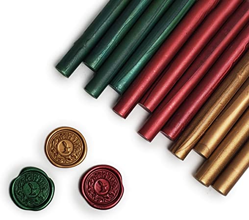 Mailable Christmas Premium Glue Gun Sealing Wax for Wax Seal Stamps, Letters, Wedding Invitations-Pack of 12