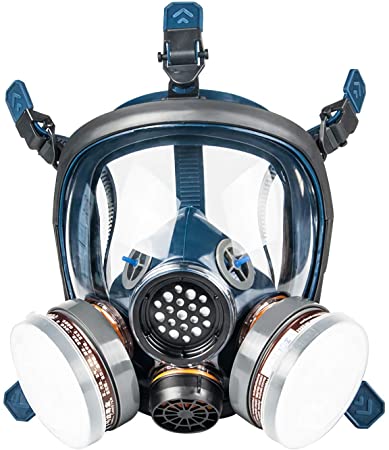KISCHERS Reusable Full Face Respirator Large Against Dust/Organic Vapors/Smells/Fumes/Sawdust/Asbestos Suitable for Painting,Staining,Car Spraying,Sanding &Cutting