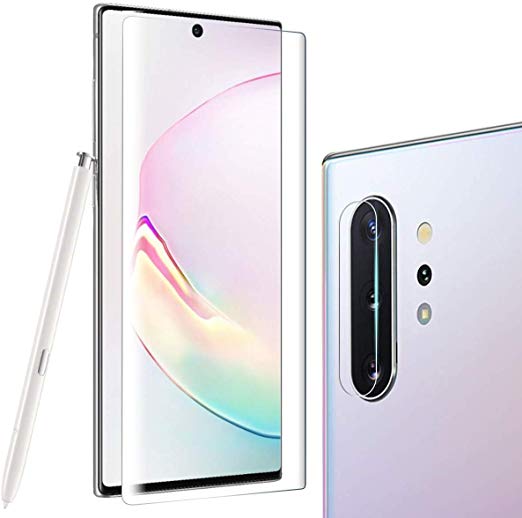 Tempered Glass Screen Protector for Galaxy Note 10 Plus 6.8 inches, Include a Camera Lens Protector, 100% Touch Responsive, Case Friendly, Full Coverage, HD Clear