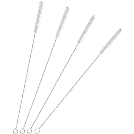 GFDesign Drinking Straw Cleaning Brushes Set 17" Extra Long 1/2" Extra Wide Pipe Tube Cleaner Nylon Bristles Stainless Steel Handle - 17" x 1/2" (12 mm) - Set of 4