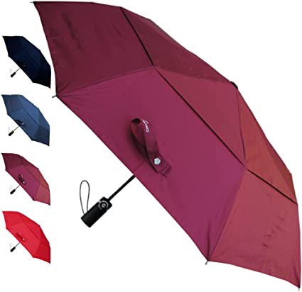 COLLAR AND CUFFS LONDON - Windproof 50mph StormDefender - Reinforced Fiberglass Frame - Vented Canopy - Small Strong Compact Folding Waterproof Umbrella - Auto Open and Close