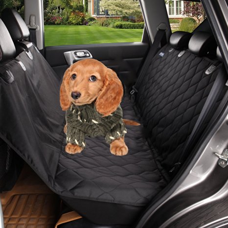 SUMCOO Nonslip Waterproof Leather Pet Dog Back Seat Covers Protector and Hammock for Car &Trucks Black