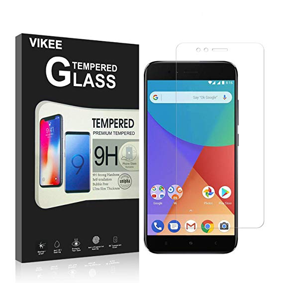 [2 Pack] Xiaomi Mi A1 Screen Protector, VIKEE HD Clear [Anti-Fingerprint][Bubble-Free][Easy to Install] 9H Hardness Tempered Glass Film for Xiaomi Mi A1
