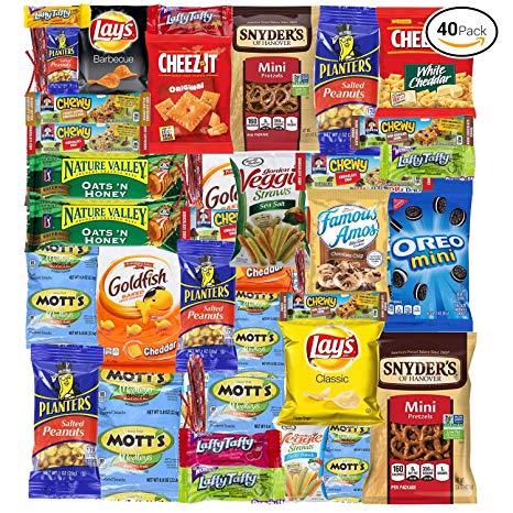 Sweet Choice (40 Count) Ultimate Sampler Mixed Bars, Cookies, Chips, Candy Snacks Box for Office, Meetings, Schools,Friends & Family, Military,College, Halloween , Snack Variety Pack