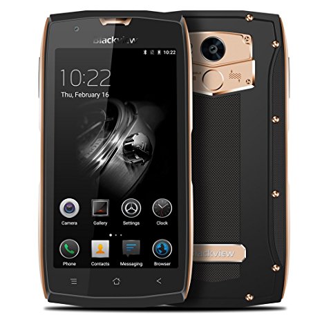 【Rugged Mobile Phone】Blackview BV7000 4G Unlocked Smartphone with Android 7.0 5.0 Inch, IP68, MTK6737T Quad-core 1.5GHz, 2GB RAM 16GB ROM 8.0MP 5.0MP Dual Camera, Dual SIM Dual Standby, Fingerprint, 3500mAh Battery, NFC, Waterproof/Shockproof/Dustproof Outdoor SIM Free Phone - Gold