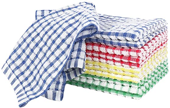 Eathtek 12PCS Kitchen Dishcloths 11x16 Inches, Cotton Scrubbing Wash Cloths Dish Rags Sets for Household and Kitchen (Multi Color)