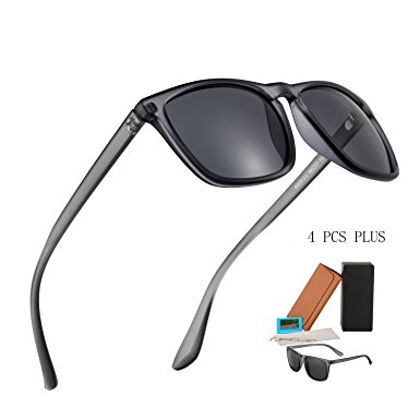 Unisex Polarized Matte Design Luxury Plastic Sunglasses with 4pcs Accessories