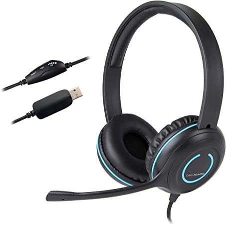 (20 Pack) Cyber Acoustics USB Stereo Headset with Headphones and Noise Cancelling Microphone for PCs and Other USB Devices in The Office, Classroom or Home (AC-5008)