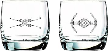 Star Wars Glass Set - X-Wing & TIE Fighter - Collectible Gift Set of 2 Cocktail Glasses - 10 oz Capacity - Classic Design - Heavy Base