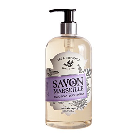 Pre de Provence Savon De Marseille Liquid Hand Soap for Bathroom, Laundry Rooms, & Kitchen Sinks (16.9 fl oz) - Lavender Sage