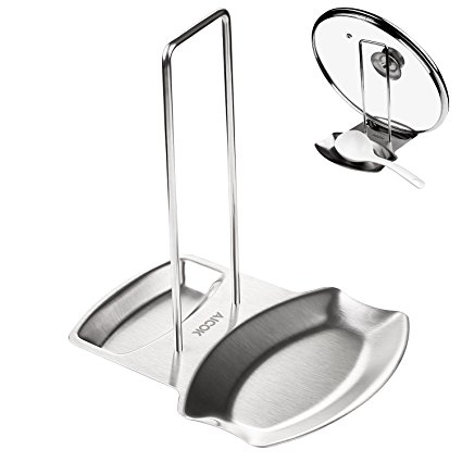 Aicok Lid and Spoon Rest, Multifunctional Lid and Spoon Holder, Thick Stainless Steel