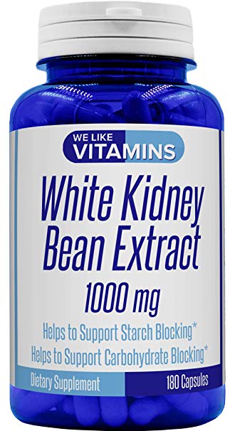 White Kidney Bean Max Strength 1000mg – 180 Capsules – Best Value White Kidney Bean Supplement on Amazon – Helps to Support Carbohydrate and Starch Blocking for Healthy Weight