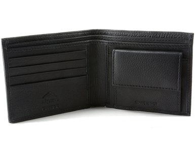 Alpine Swiss Mens Leather Bifold Wallet with Coin Pocket Purse Pouch & 2 Bill Sections