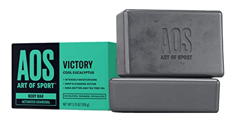 Art of Sport Body Bar Soap (2-Pack), Victory Scent, with Activated Charcoal, Tea Tree Oil, and Shea Butter, for Shower or Hand Soap, 3.75oz
