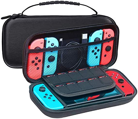 JFUNE Travel Carrying Case Bag for Nintendo Switch Protective, Travel Carry Case Pouch for Switch Console & Accessories   Tempered Glass Switch Sreen Protector (Switch Bag)