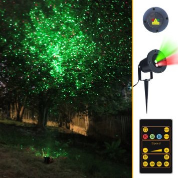 Almatess Waterproof Outdoor IP65 Red & Green Laser Christmas Lights Star Projector with Wireless Remote Control for Seasonal Decoration,Wedding,Home Party,Garden,DJ Disco (19ft Wire) [1 Year Warranty]
