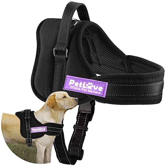 Pet Love Dog Harness, Soft Leash Paddled No Pull Dog Harness with All Kinds of Size, XSmall, Black