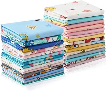 30 Pieces Animals Fat Quarters Fabric Bundles Cute Pattern Fabric Squares 10 x 10 Inch Squirrel Elk Bear Sewing Fabric Scrap for Quilting Patchwork Scrabooking Cloth DIY Craft