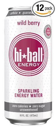 Hiball Energy Sparkling Water, Wild Berry, 16 Ounce (Pack of 12)