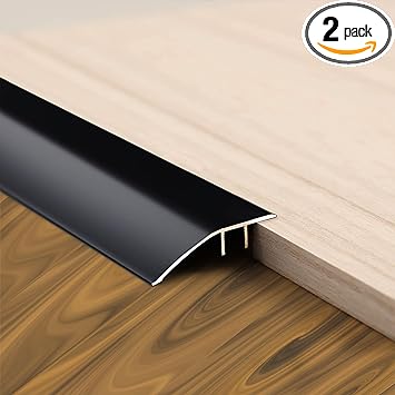 2Pack Aluminum Floor Transition Threshold Strip 36 inch by 1 3/4 inch,Black Doorway Edge Trim for Carpet to Tile Transition Strip,Bedroom Kitchen Bathroom Doors Reducer Floor Gap Cover