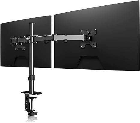 Suptek Dual Fully Adjustable Monitor Arm Stand Mount Fits Two Monitor Computer Screen 13 15 17 19 20 22 23 24 26 27 inch Up to 22lbs VESA 75 100 (MD9442)