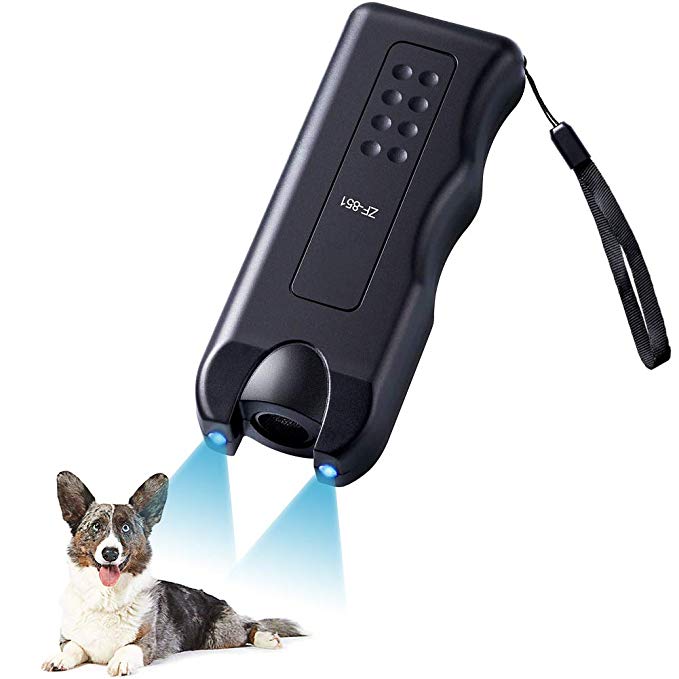PUPWE Handheld Dog Repellent, Handheld Dog Repellent Trainer,Anti Barking Device with LED Flashlight,Ultrasonic Dog Repeller Training Device
