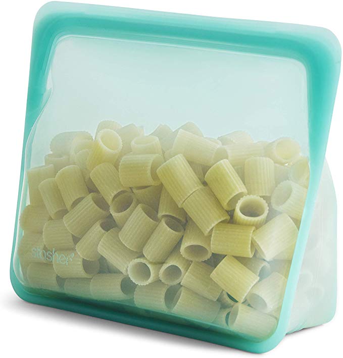 Stasher Stand-Up 100% Silicone Reusable Food Storage Bag, 7.75" x 3" (56-ounce), Aqua