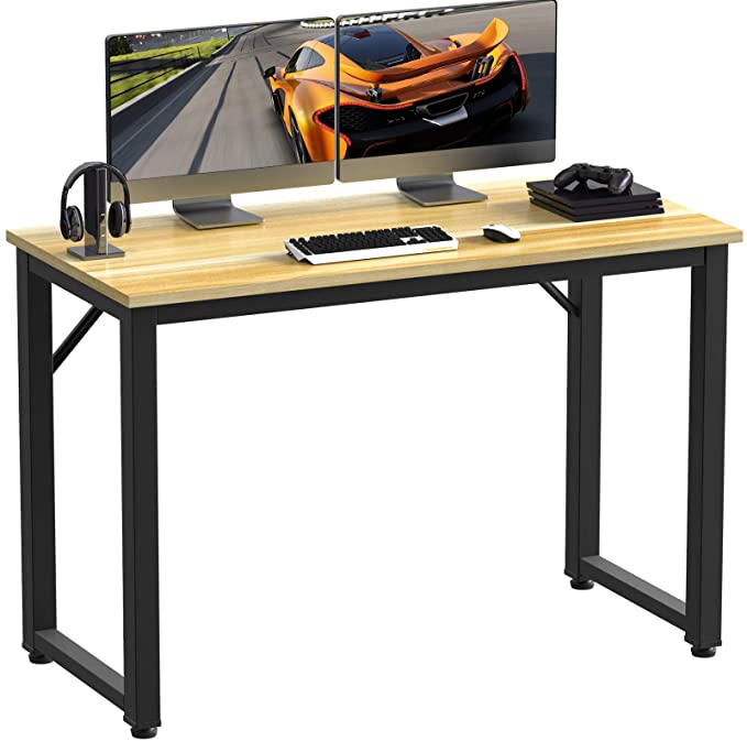 LEMBERI Cheap Computer Desk 39 inches, Small Space Student Desk for Teens, Study Writing Work Table，Stable Modern Simple Style PC Desk for Home Office，Workstation,Oak