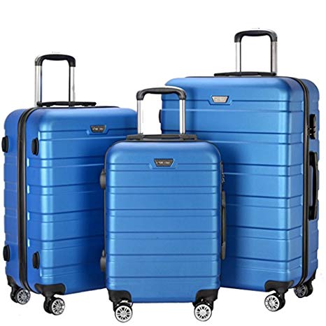 Resena 3 Pieces Hardside Spinner Luggage Sets Travel Carry On Suitcase