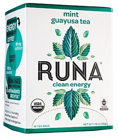 RUNA Amazon Guayusa Tea Box, Mint, 16 Tea Bags, 1.13 Ounce