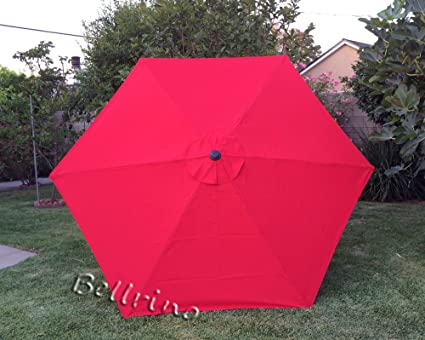 BELLRINO DECOR Replacement RED" STRONG & THICK" Umbrella Canopy for 9ft 6 Ribs Bright Red (Canopy Only)