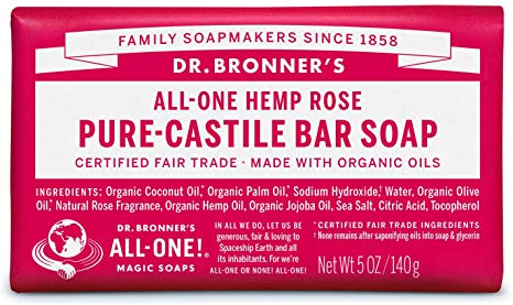 Dr. Bronner's Organic Bar Soap Rose at Least 70% Organic, 5 Ounce
